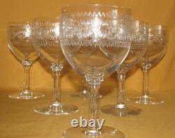 Série de 6 verres à eau vin cristal Baccarat Saint-Louis frise gravée