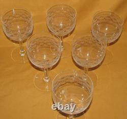Série de 6 verres à eau vin cristal Baccarat Saint-Louis frise gravée