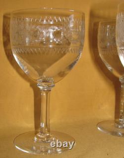 Série de 6 verres à eau vin cristal Baccarat Saint-Louis frise gravée