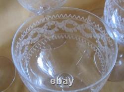 Série de 6 verres à eau vin cristal Baccarat Saint-Louis frise gravée