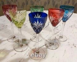 Série de 6 verres de couleur roemer en cristal doublé St Louis modèle chantilly