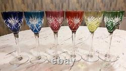 Série de 6 verres de couleur roemer en cristal doublé St Louis modèle chantilly