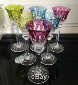 Série de 6 verres liqueur cristal coloré Saint Louis Modéle Tommy