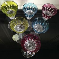 Série de 6 verres liqueur cristal coloré Saint Louis Modéle Tommy