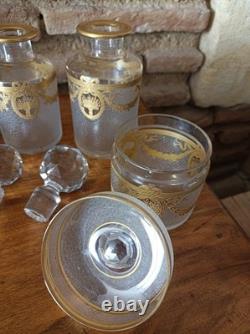 Série de 7 Flacons et 1 poudrier en Cristal de St Louis modèle Sapho XIXe siècle