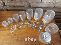 Série de 7 Flacons et 1 poudrier en Cristal de St Louis modèle Sapho XIXe siècle