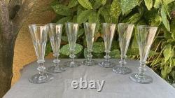Série de 7 Flutes à Champagne Cristal Saint-Louis Baccarat XIX ème