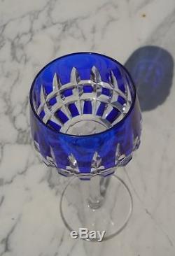 Serie verres cristal taillé Saint louis France verre cristal couleur bleu
