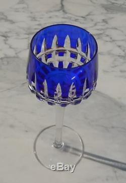 Serie verres cristal taillé Saint louis France verre cristal couleur bleu