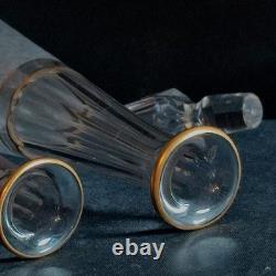 Service A Liqueur Cristal De Saint Louis Modèle Givré Doré