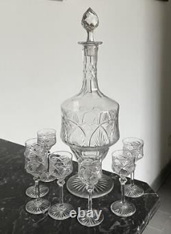 Service Liqueur En Cristal De Saint-Louis 1 Carafe Et 7 Verres