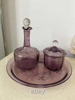 Service Plateau Carafe Sucrière En Cristal De St Louis Grave