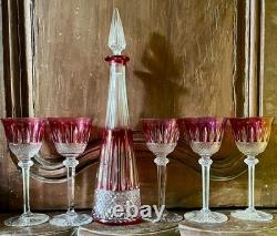 Service Saint-Louis modèle Tommy Carafe et ses 5 verres cristal doublé rubis