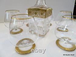 Service à Cognac 6 verre flacon Saint Louis Thistle Or Cristal SIGNE parfait