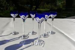Service à Liqueur en Cristal taillé overlay bleu de St Louis modèle Bristol