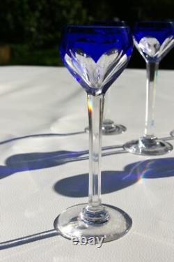 Service à Liqueur en Cristal taillé overlay bleu de St Louis modèle Bristol
