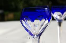 Service à Liqueur en Cristal taillé overlay bleu de St Louis modèle Bristol