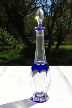 Service à Liqueur en Cristal taillé overlay bleu de St Louis modèle Bristol