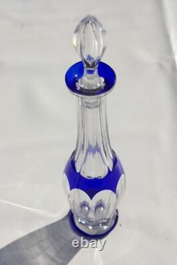 Service à Liqueur en Cristal taillé overlay bleu de St Louis modèle Bristol