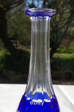 Service à Liqueur en Cristal taillé overlay bleu de St Louis modèle Bristol