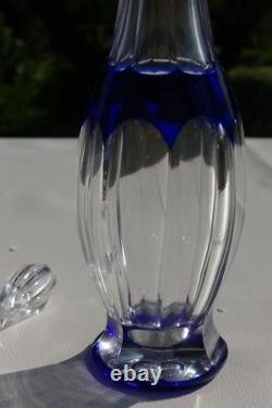 Service à Liqueur en Cristal taillé overlay bleu de St Louis modèle Bristol