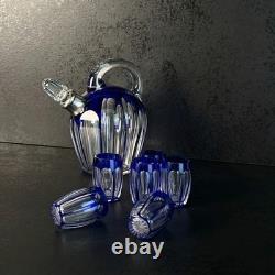 Service à liqueur Art Déco en cristal doublé, Saint-Louis, cerclé Argent 1930