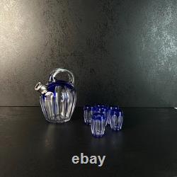 Service à liqueur Art Déco en cristal doublé, Saint-Louis, cerclé Argent 1930