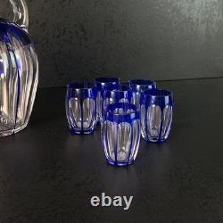 Service à liqueur Art Déco en cristal doublé, Saint-Louis, cerclé Argent 1930