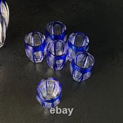 Service à liqueur Art Déco en cristal doublé, Saint-Louis, cerclé Argent 1930