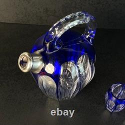 Service à liqueur Art Déco en cristal doublé, Saint-Louis, cerclé Argent 1930