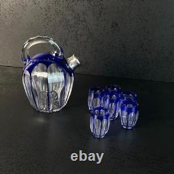 Service à liqueur Art Déco en cristal doublé, Saint-Louis, cerclé Argent 1930
