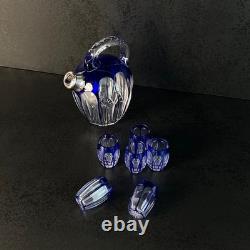 Service à liqueur Art Déco en cristal doublé, Saint-Louis, cerclé Argent 1930