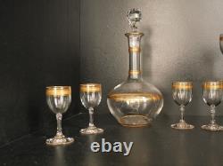 Service à liqueur carafe verre cristal gavé doré or Baccarat ou Saint Louis