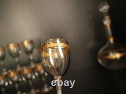 Service à liqueur carafe verre cristal gavé doré or Baccarat ou Saint Louis