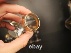 Service à liqueur carafe verre cristal gavé doré or Baccarat ou Saint Louis