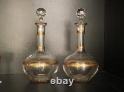 Service à liqueur carafe verre cristal gavé doré or Baccarat ou Saint Louis