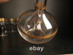 Service à liqueur carafe verre cristal gavé doré or Baccarat ou Saint Louis