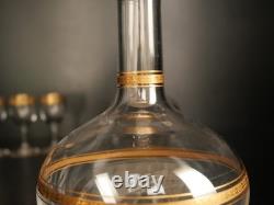 Service à liqueur carafe verre cristal gavé doré or Baccarat ou Saint Louis