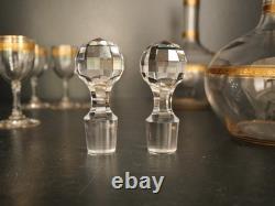 Service à liqueur carafe verre cristal gavé doré or Baccarat ou Saint Louis