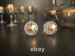 Service à liqueur carafe verre cristal gavé doré or Baccarat ou Saint Louis