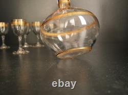 Service à liqueur carafe verre cristal gavé doré or Baccarat ou Saint Louis