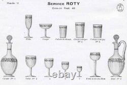 Service de 6 verres à eau en cristal de Saint Louis modèle Roty gravure 40