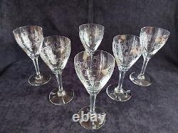 Service de 6 verres à vin Eau cristal de st Louis Baccarat Gravé Louis XVI