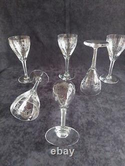 Service de 6 verres à vin Eau cristal de st Louis Baccarat Gravé Louis XVI