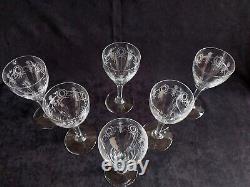 Service de 6 verres à vin Eau cristal de st Louis Baccarat Gravé Louis XVI