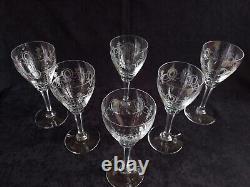 Service de 6 verres à vin Eau cristal de st Louis Baccarat Gravé Louis XVI