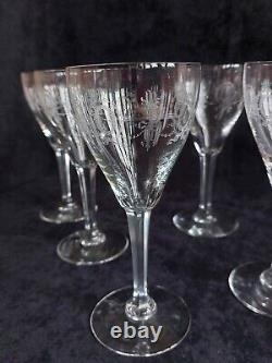 Service de 6 verres à vin Eau cristal de st Louis Baccarat Gravé Louis XVI