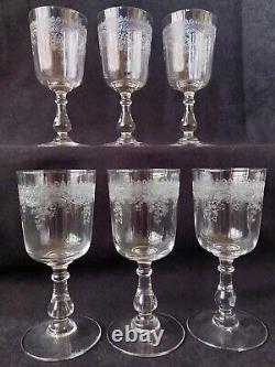 Service de 6 verres à vin blanc cristal de st Louis modèle 404 Gravé 1904