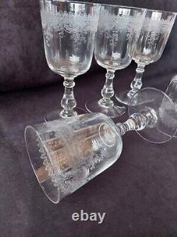 Service de 6 verres à vin blanc cristal de st Louis modèle 404 Gravé 1904