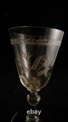 Service de 6 verres à vin en cristal de Saint Louis décor gravé de fougères